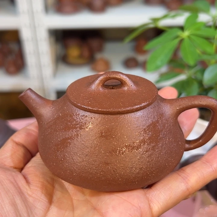 紫砂茶壶紫泥平盖石瓢150cc
