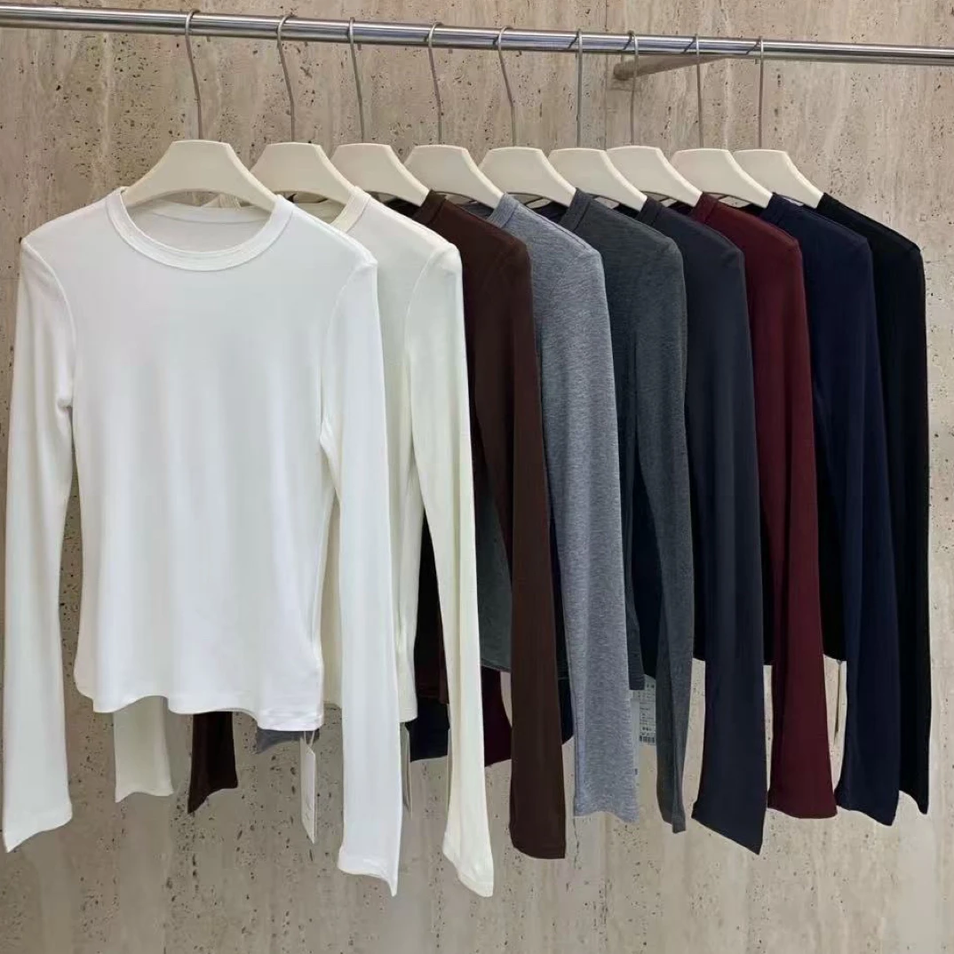 19645新款舒适长袖圆领打底T恤（衣长55左右）