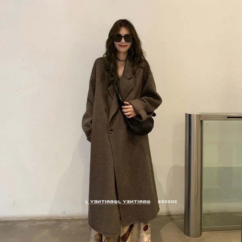 2025美拉德中长款毛呢外套女小个子名媛赫本秋冬加绒加厚呢子大衣