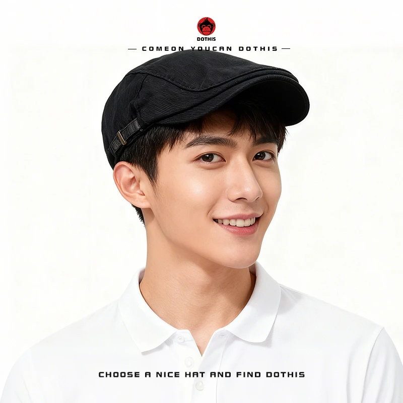 帽子男春秋季韩版潮女鸭舌帽时尚百搭日系贝雷帽复古黑英伦棒球帽