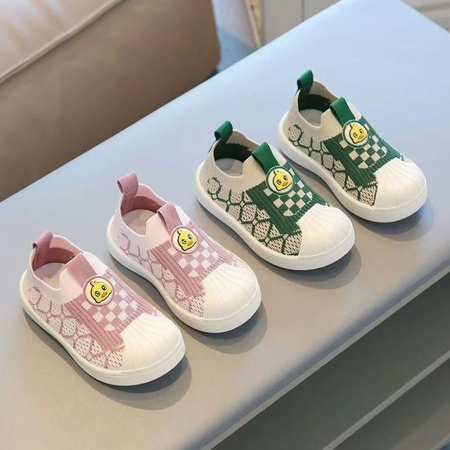 基诺辅儿童板鞋春季新款贝壳头男女童飞织鞋透气轻便软底宝宝休闲