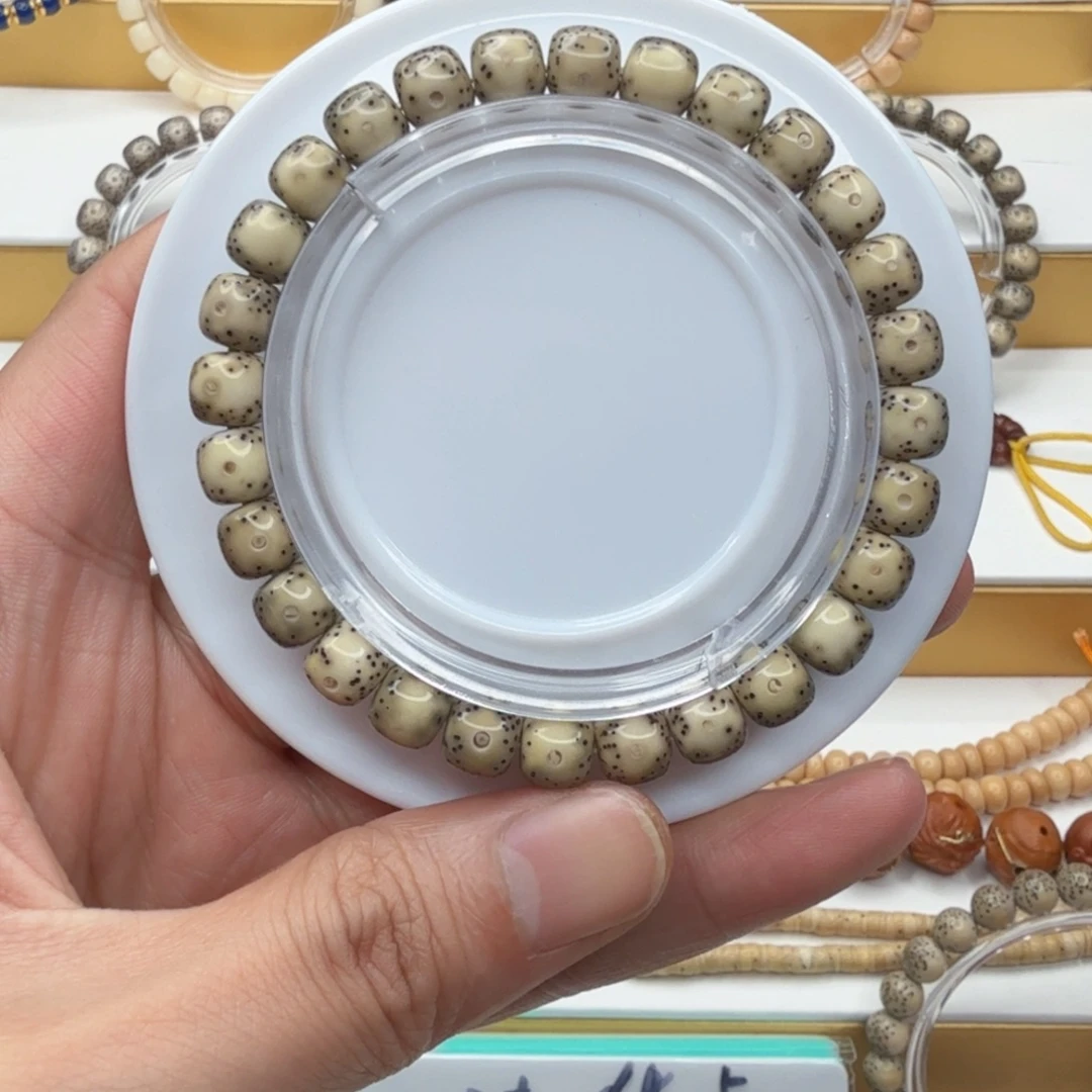 星月菩提手串石玉料青花瓷超大眼睛留白月朗星稀小细星单圈