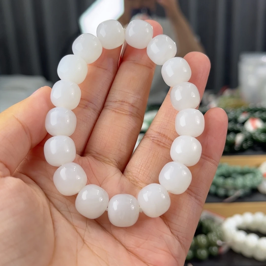 手链未镶嵌和田玉新疆且末天泰白玉卡12老型珠