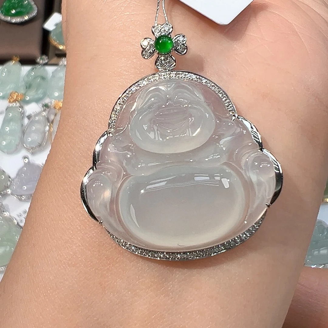 翡翠18K金镶嵌吊坠(不含链)佛公