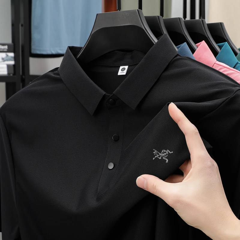 2025年夏季薄款百搭翻领短袖T恤男士POLO衫速干休闲上衣冰感