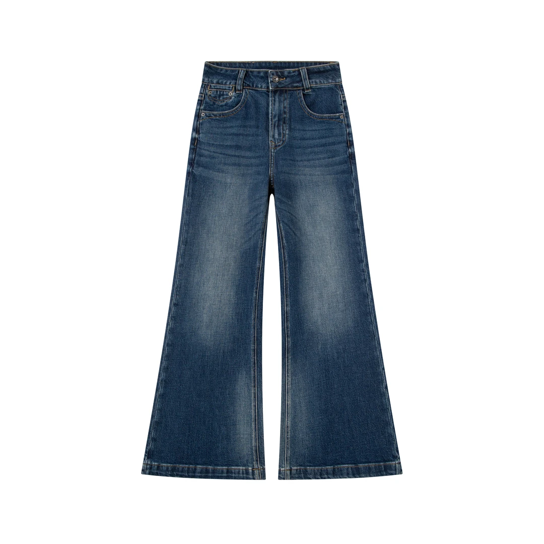 陨石拿铁秋冬磨毛显瘦休闲弹力微喇牛仔裤