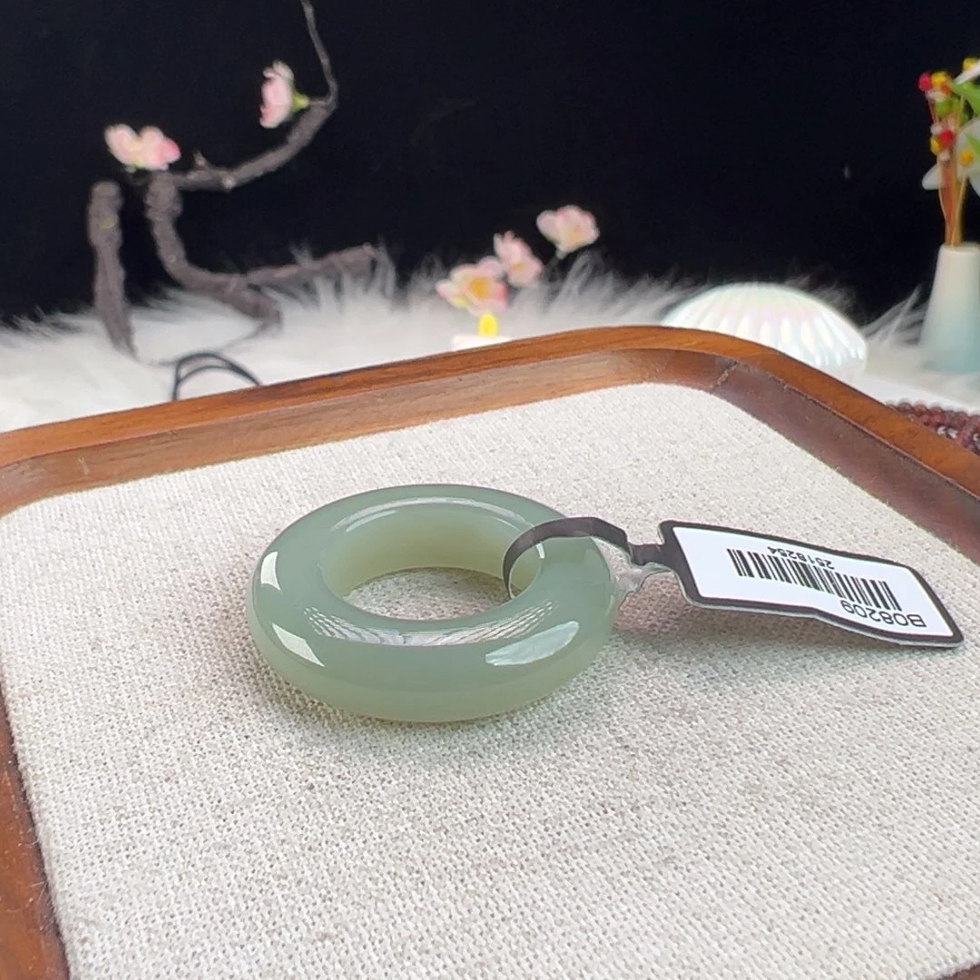 和田玉未镶嵌戒指w54湖水绿甜甜圈18.0不退换