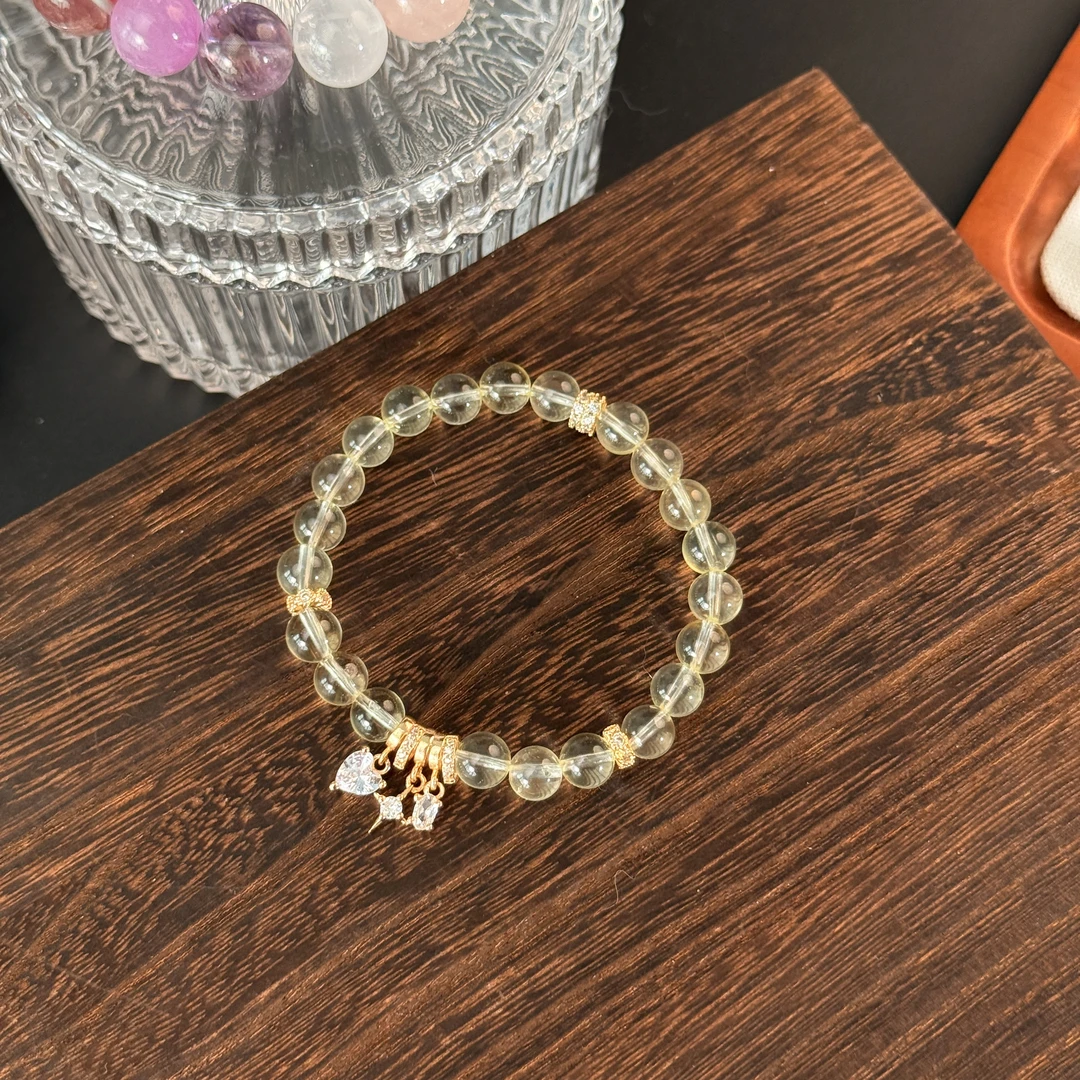 【冰青柠】柠檬黄水晶百搭财运手串（天然水晶，多样性发一）