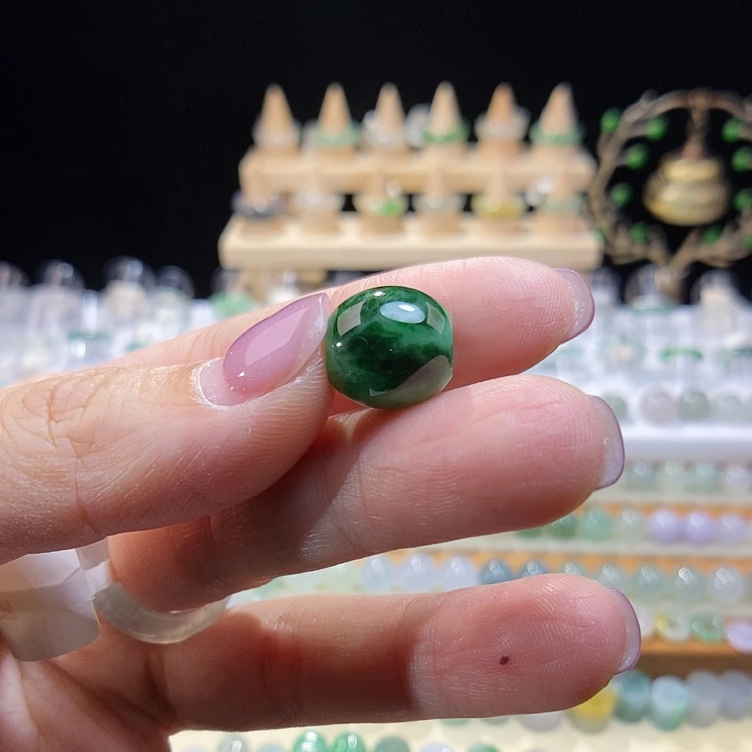 未镶嵌戒指翡翠辣绿鼓珠