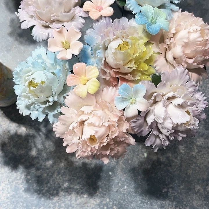 陶瓷花花摆件，花束