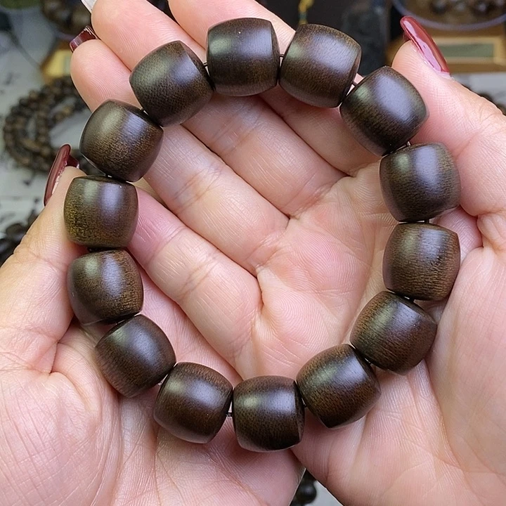 沉香手串开**笑越南芽庄白棋楠玉化沉水