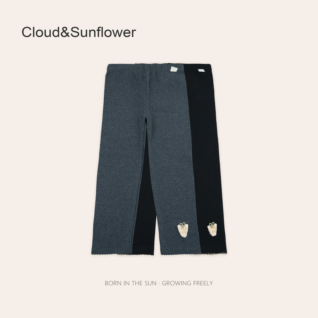 【云朵小葵】女童纯色裤脚狗牙边百搭休闲打底裤660290