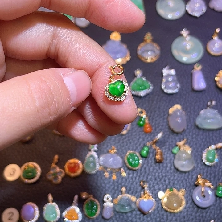 翡翠银S925镶嵌吊坠(不含链)天然翡翠