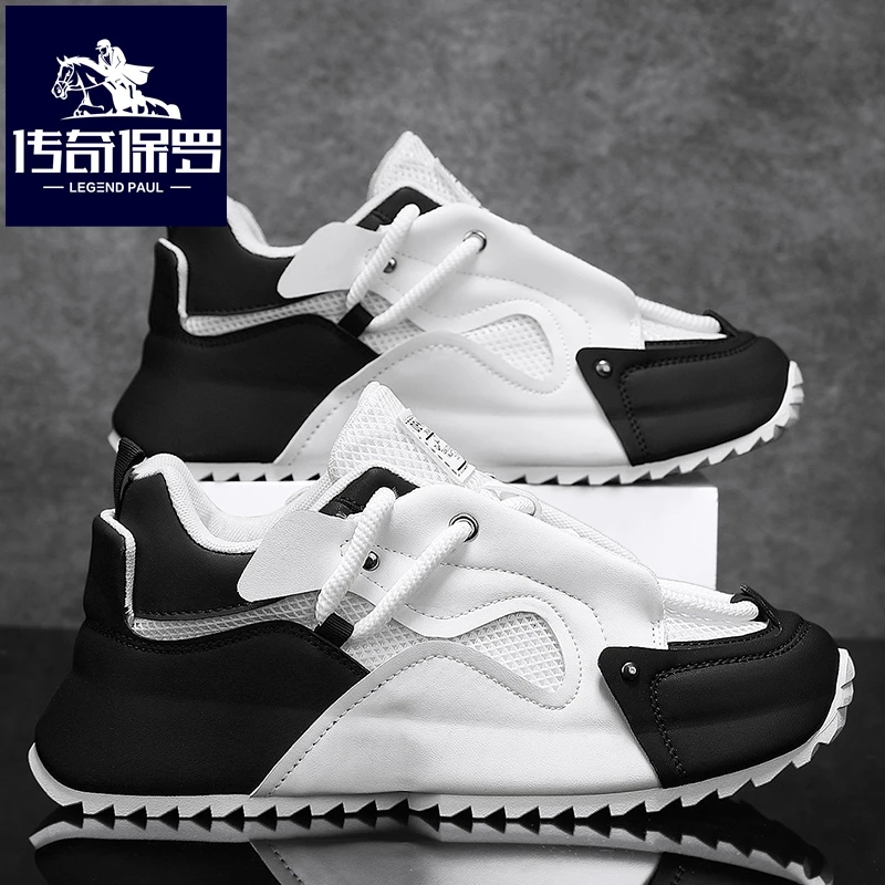 传奇保罗2025春秋季新款潮鞋小众设计时尚百搭透气男士运动休闲鞋