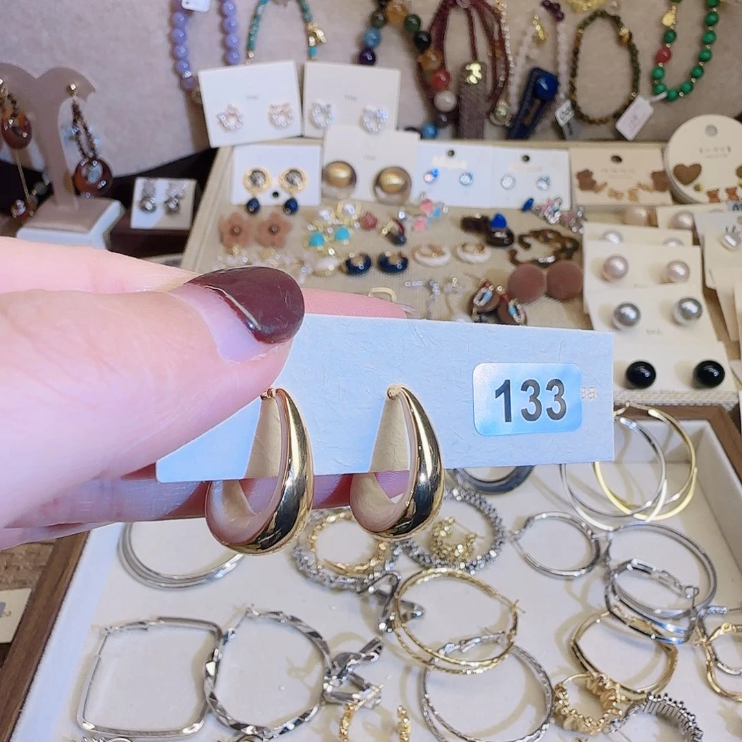 仿珍珠铜合金925银耳钉