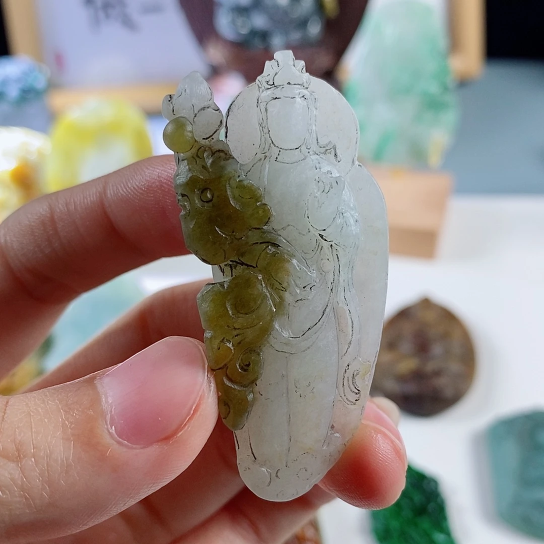 定制翡翠未镶嵌天然a货翡翠站观音