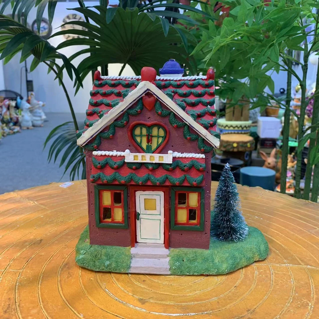圣诞节装饰品微景观发光小房子礼品平安夜氛围桌面摆件饼干屋小型
