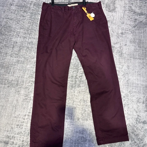 99新 BURBERRY/博柏利 博柏利酒红色直筒裤40274