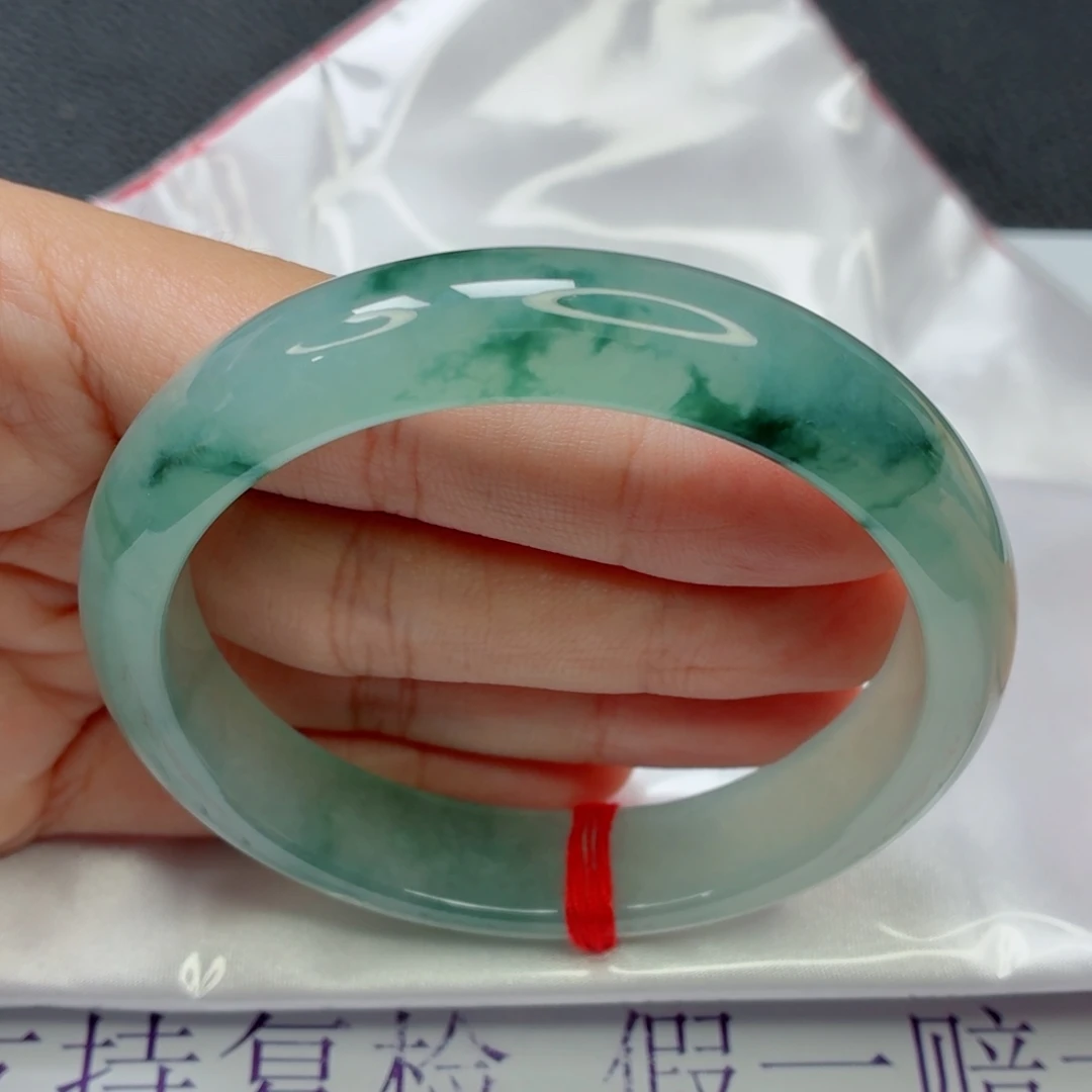未镶嵌手镯翡翠老坑小冰种起双眼皮飘兰花031