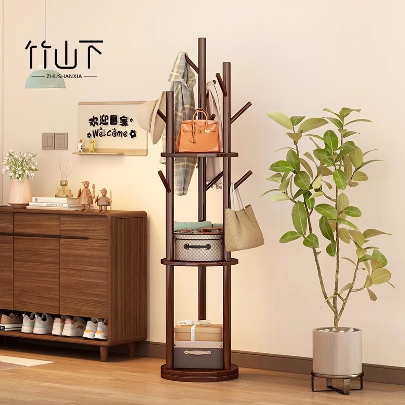 衣架落地家用挂衣架可旋转实木衣帽架卧室不占空间新款衣架置物架