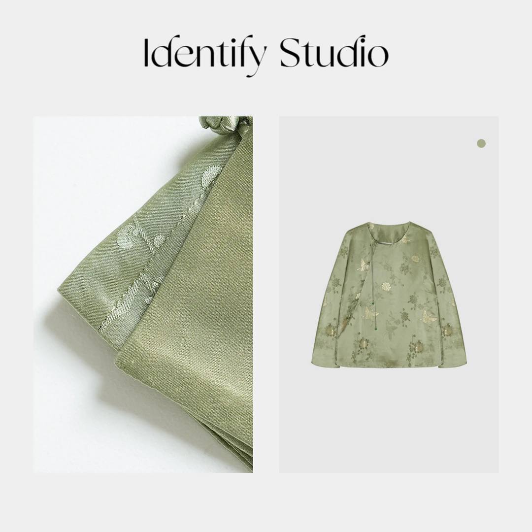 香香【葱郁】绿色新中式外套气质时尚衬衣上衣