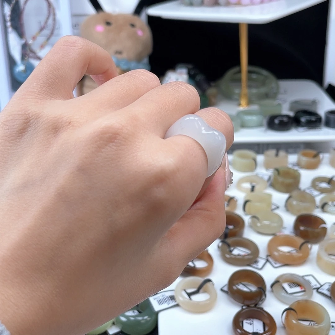 和田玉未镶嵌戒指P73冰透猫耳朵16.1不退换