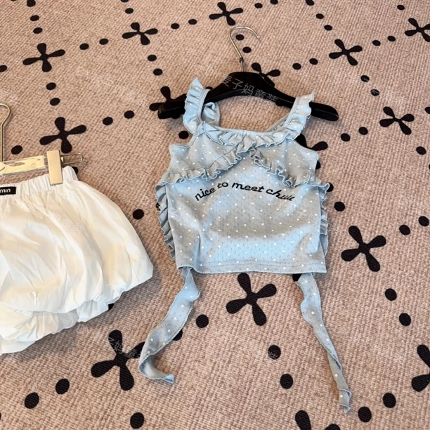 现货MZ.儿童夏季新款辣妹透气薄款时髦无袖吊带背心1791