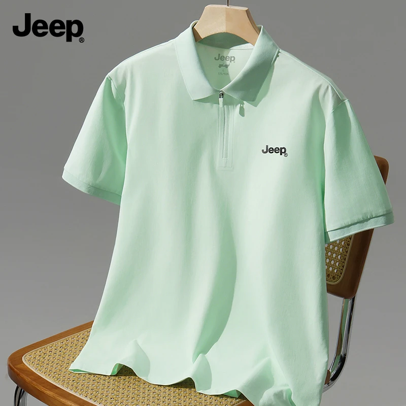 Jeep吉普冰丝短袖T恤男士2025夏季新款速干polo衫休闲运动上衣潮