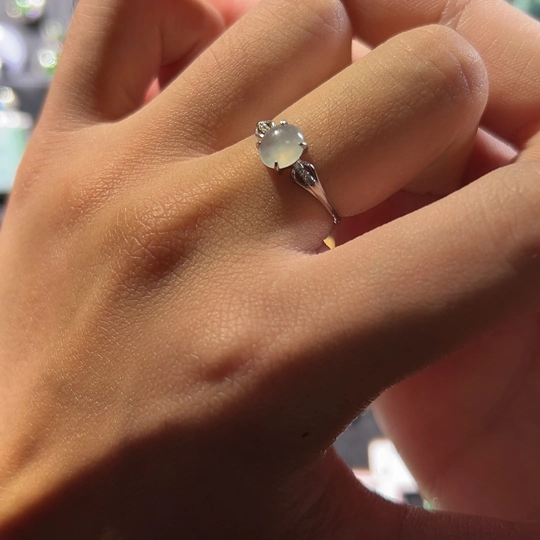 翡翠银S925镶嵌戒指戒指