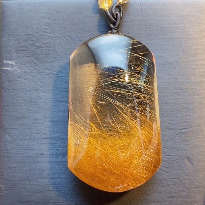 颈饰未镶嵌发晶天然白体铜发晶无事牌