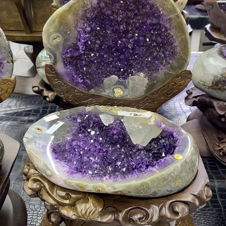 水晶珠宝半成品未镶嵌紫晶聚宝盆