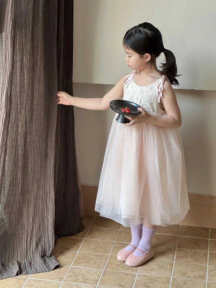 「莫奈花园」 韩系粉色碎花吊带纱裙气质小众礼服裙