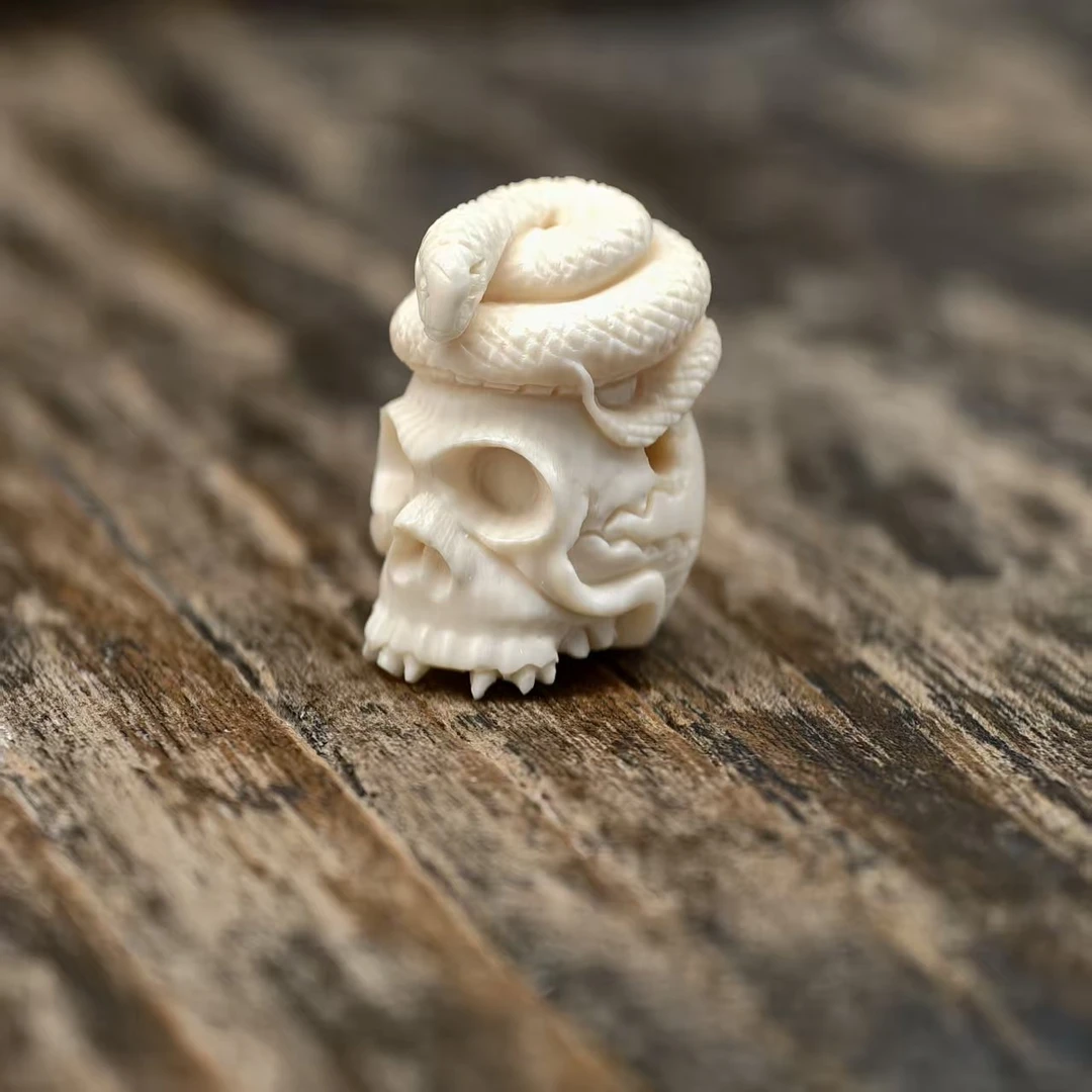 T632【骷颅三通】精品猛犸象牙19*15MM左右文玩吊坠精工三通配饰