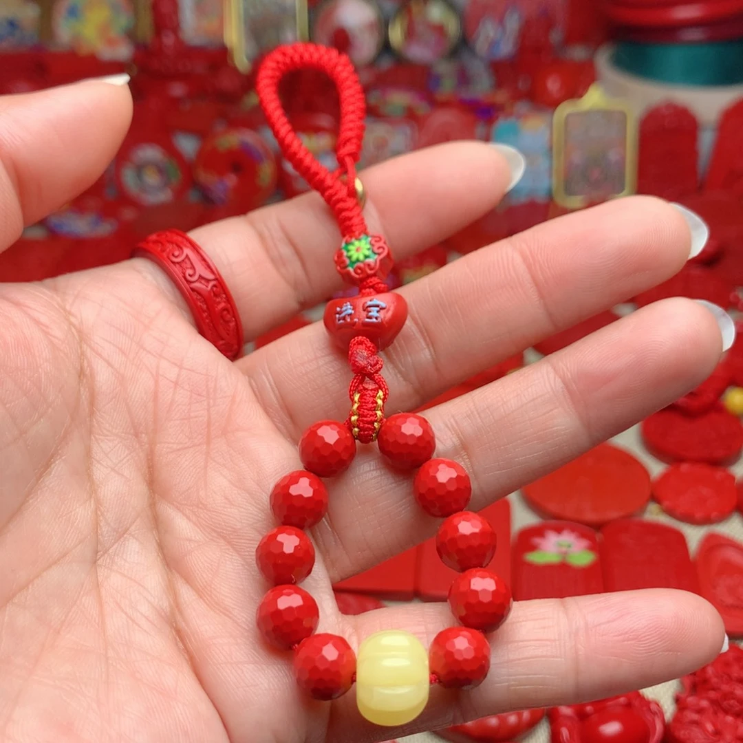 天然辰砂工艺品朱砂钥匙扣