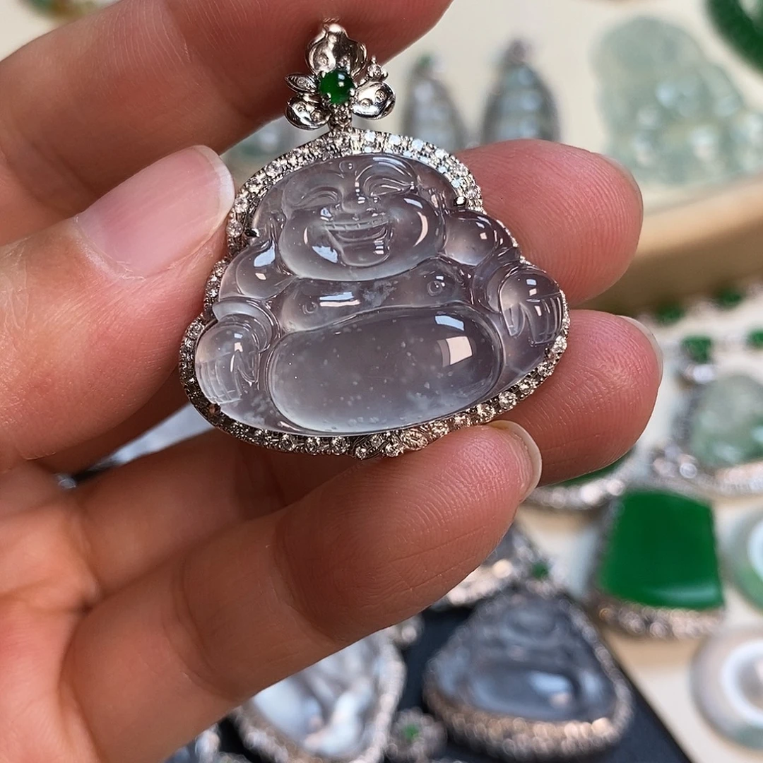 翡翠18K金镶嵌吊坠(不含链)佛公