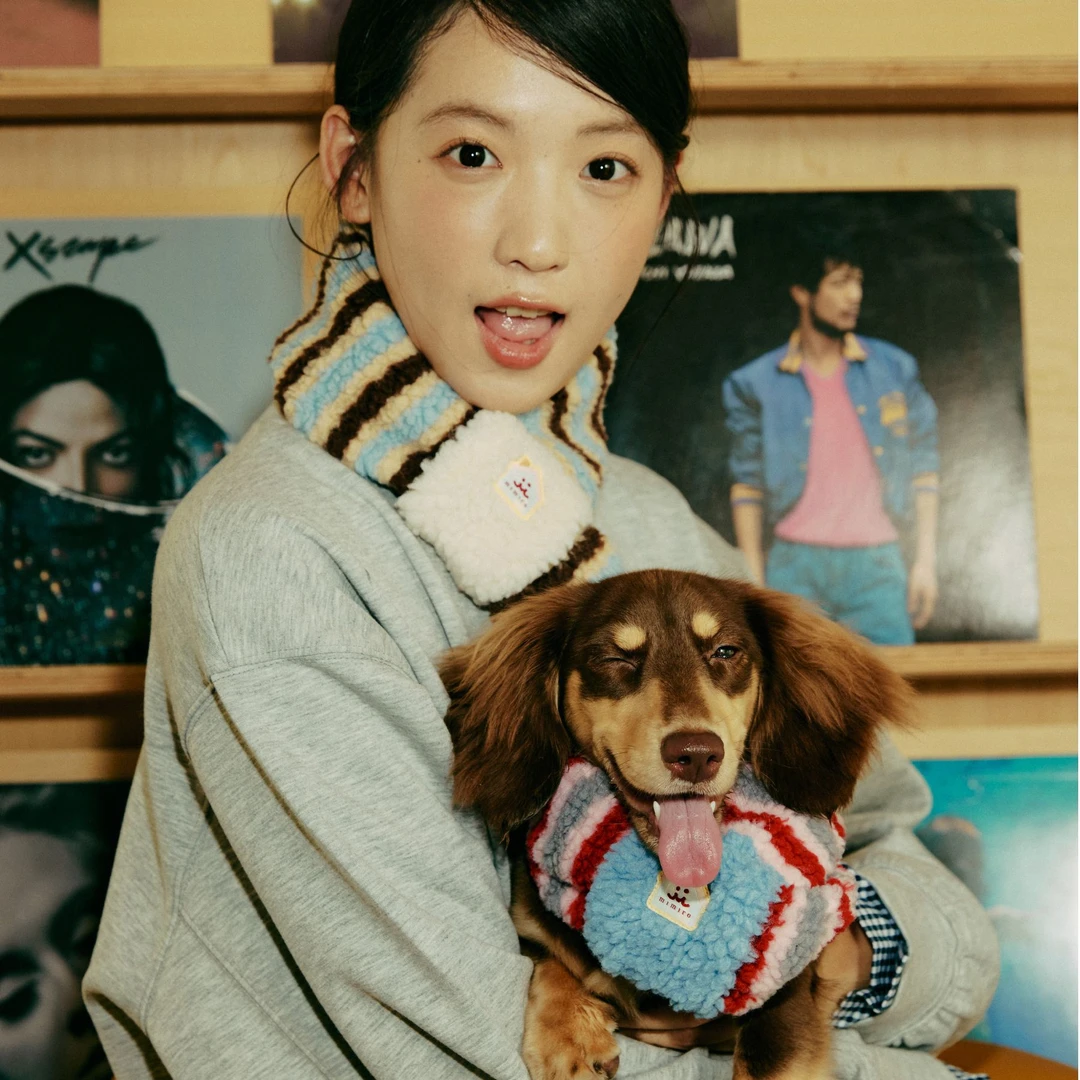 MIMIRO Casae 人宠亲子装狗狗冬季条纹围脖保暖舒适围巾保暖围脖