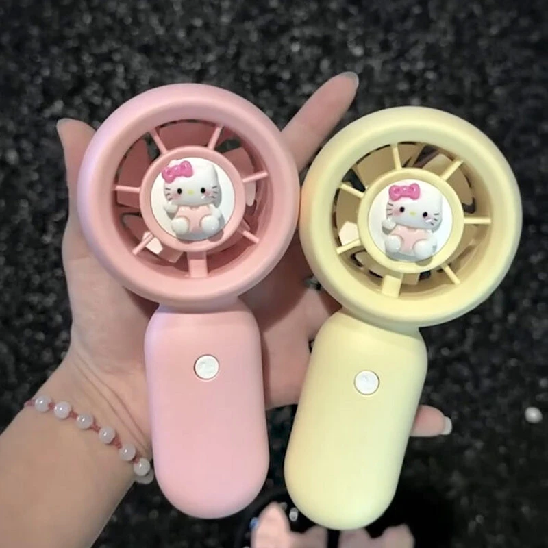 hellokitty手持迷你电风扇带底座支架桌面办公室静音小型制冷风扇