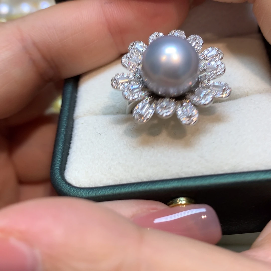 海水珍珠戒指银S925镶嵌