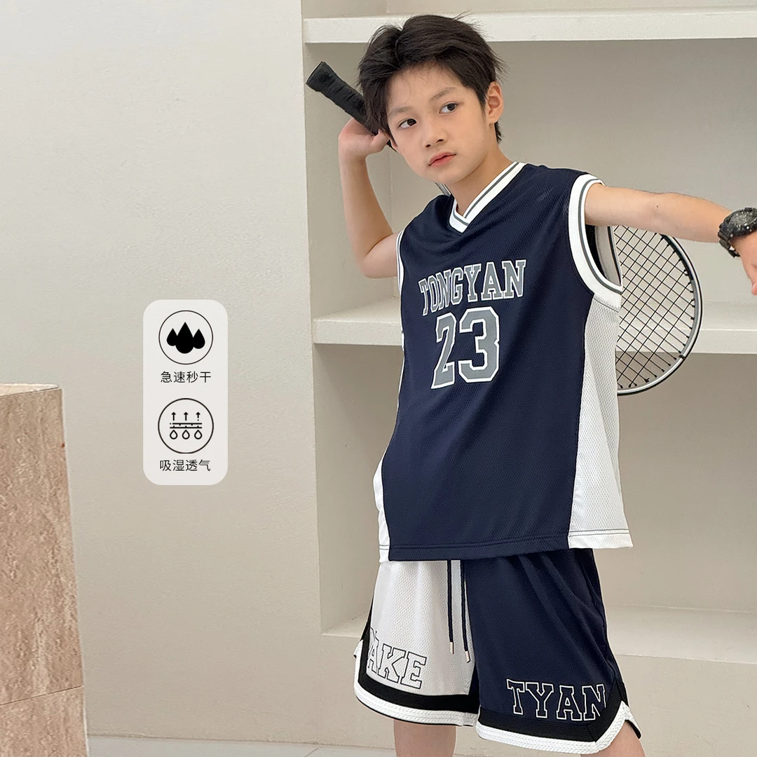 男童夏季新款套装中大童速干短袖洋气短裤儿童运动两件套TY70974