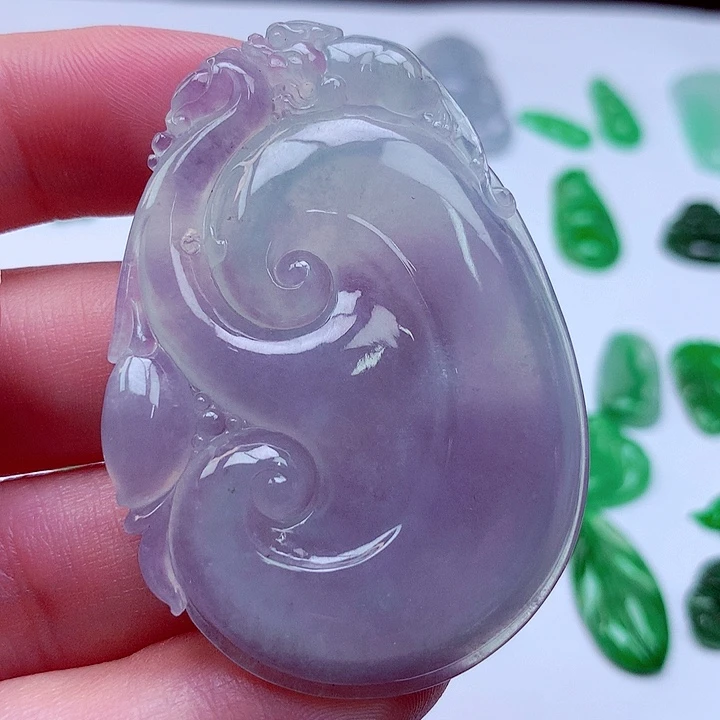 翡翠未镶嵌吊坠(不含链)冰紫如意