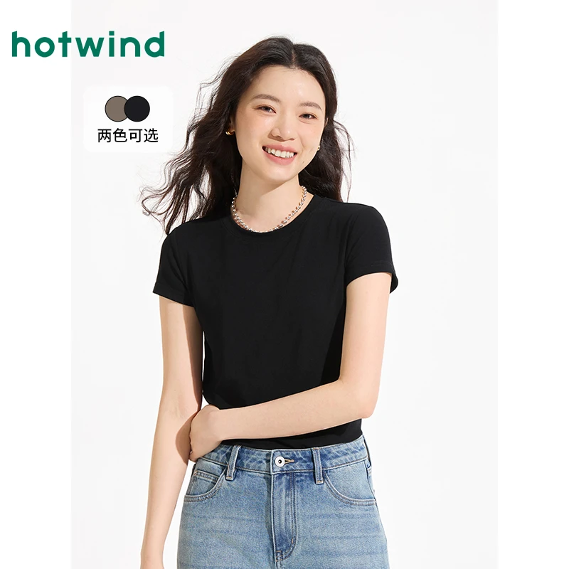 热风2025年夏季新款女士舒适圆领短T恤F01W25203