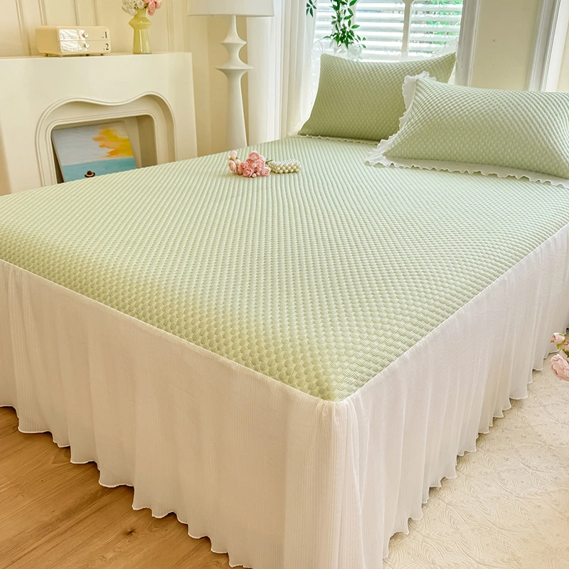 2025新款A类冰丝豆豆凉席床裙款凉席柔软舒适可机水洗空调软席子