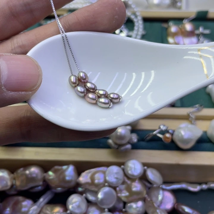 淡水珍珠耳饰银S925镶嵌一****l