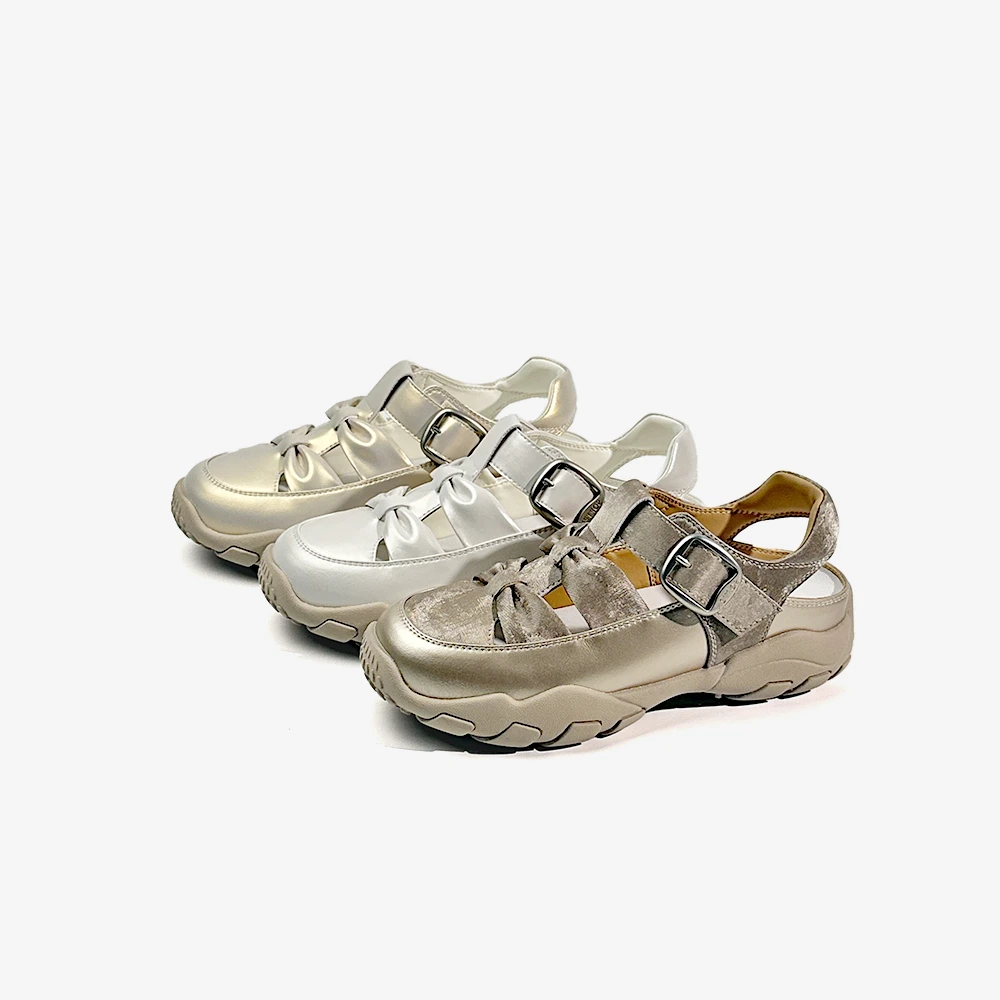 百思图2025年夏季新款时尚潮流镂空厚底搭扣户外休闲凉鞋D3608BH5