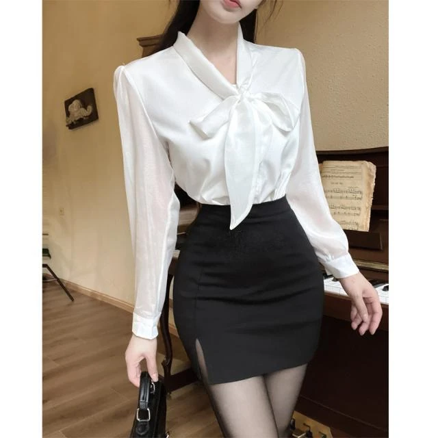 工作服职业气质女衬衫套装2025新款春秋白色衬衣制服前台接待工装