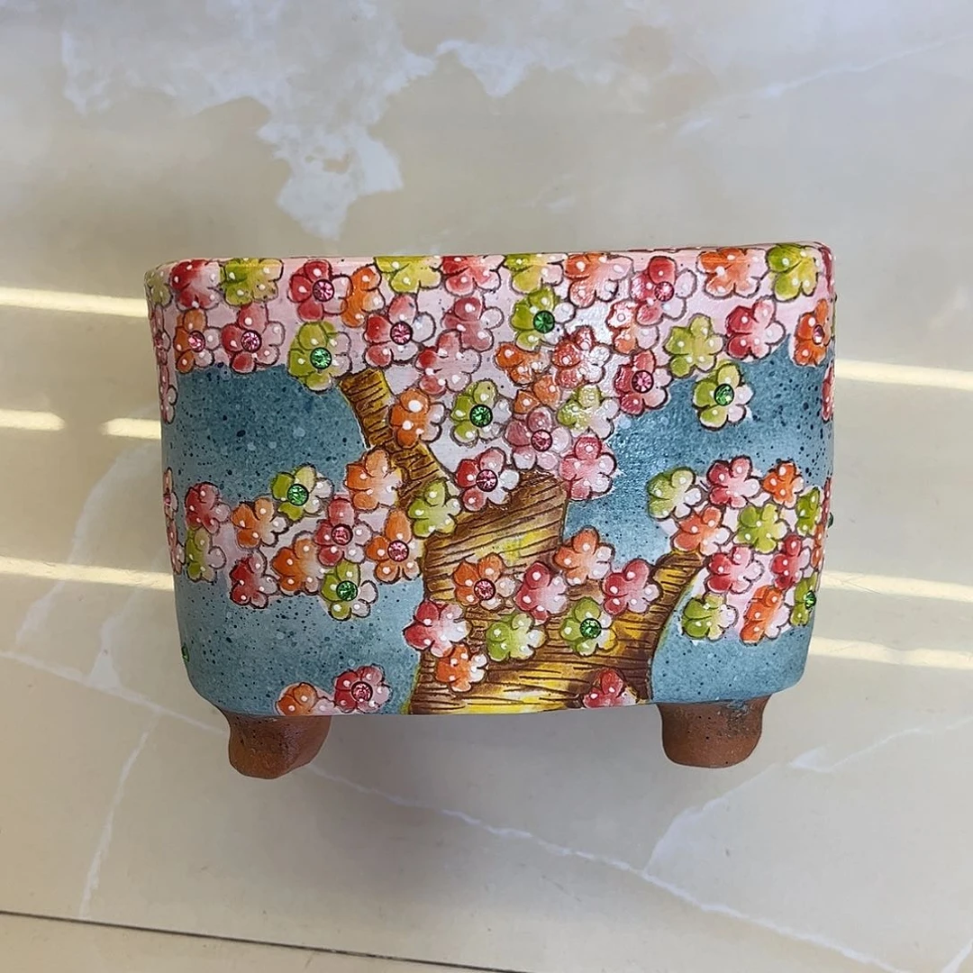 景德镇陶瓷很花盆长14宽11高12