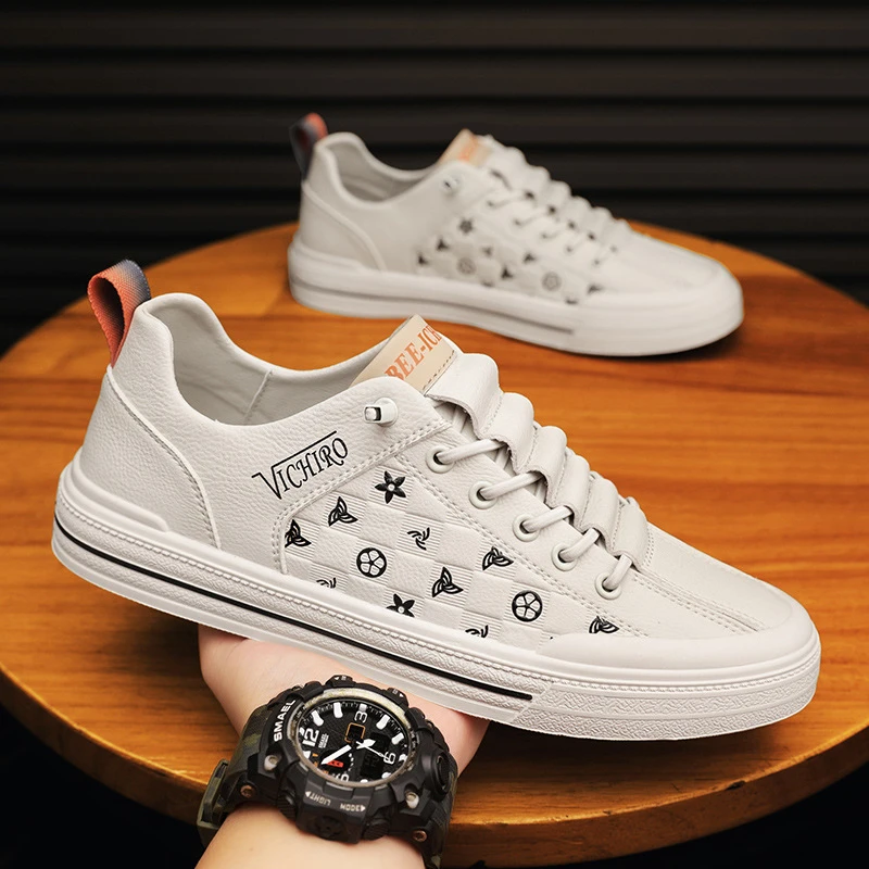 欧洲站软皮懒人板鞋真皮休闲潮流百搭运动风皮鞋小伙套脚四季鞋子