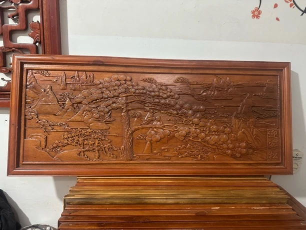 50-120，新中式木质工艺悬挂民俗做旧动物图案雕花文字挂屏