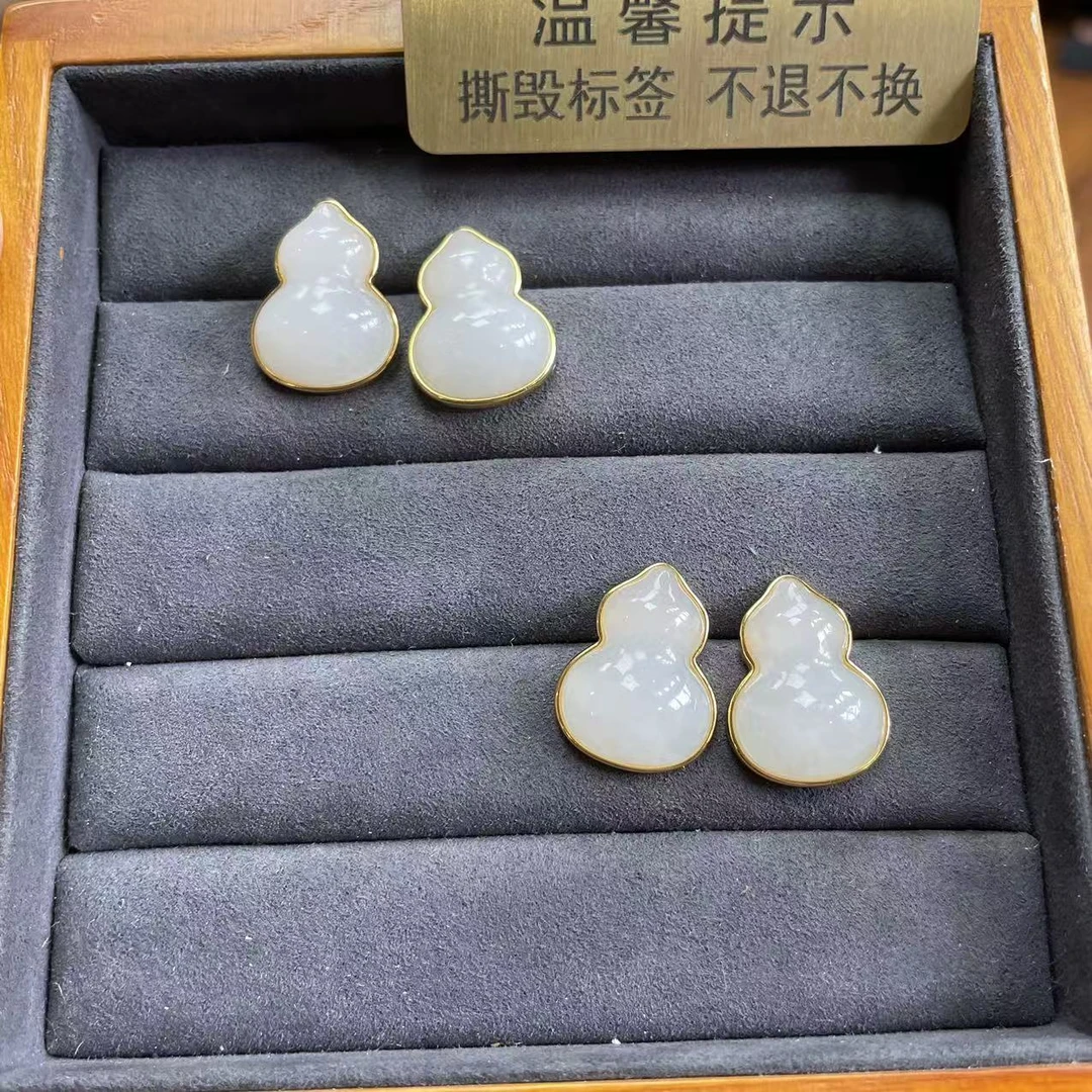 【胖】s925银和田玉耳饰多样性发其一对@k