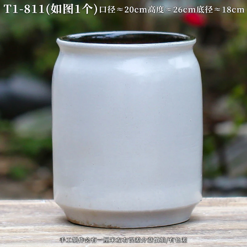 T1-811宜兴粗陶紫砂百合竹芭蕉叶龟背竹千年木龙血树大口径花盆